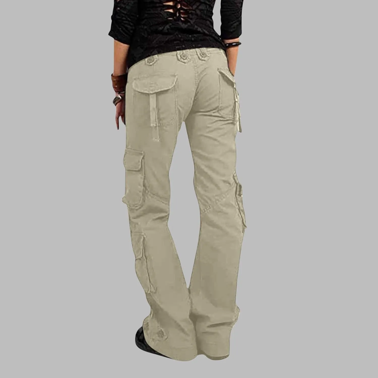 RKSTN Cargo Pants Women with Pockets High Waist Baggy Casual Trousers Wide Leg Solid Camp Hiking Pant Streetwear Overalls