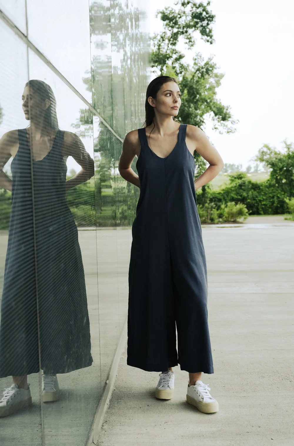 Santa Clara Jumpsuit in Navy Tencel