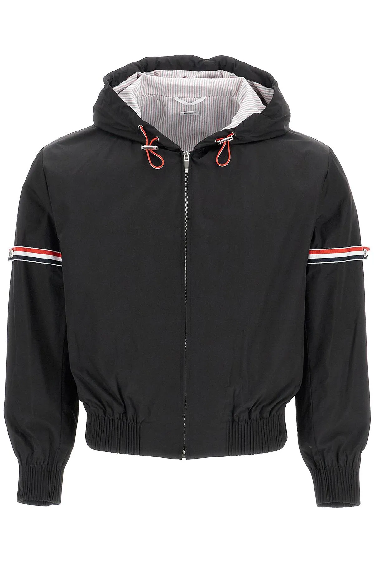 short jacket with tricolor inserts MJO223O 07110 BLACK