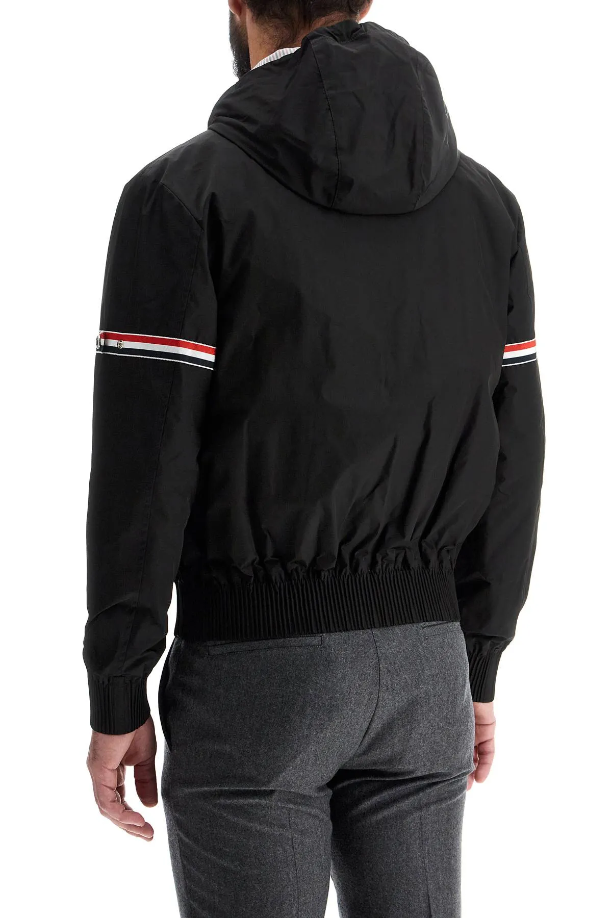 short jacket with tricolor inserts MJO223O 07110 BLACK