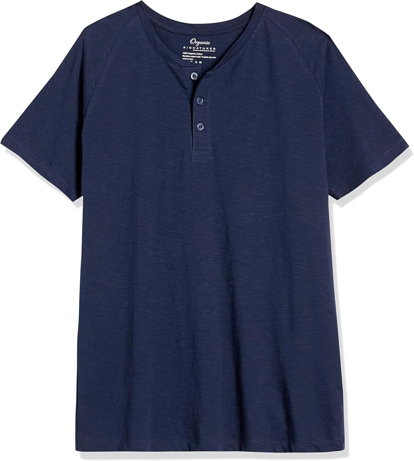 Short-Sleeve 100% Organic Cotton Lightweight Slub Henley Shirt for Men