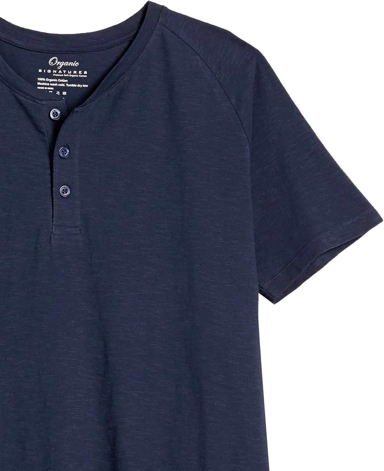 Short-Sleeve 100% Organic Cotton Lightweight Slub Henley Shirt for Men