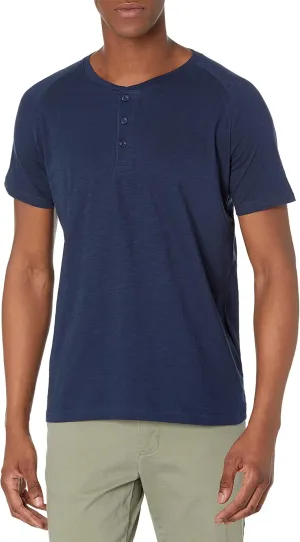 Short-Sleeve 100% Organic Cotton Lightweight Slub Henley Shirt for Men