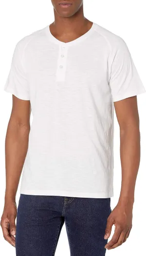 Short-Sleeve 100% Organic Cotton Lightweight Slub Henley Shirt for Men