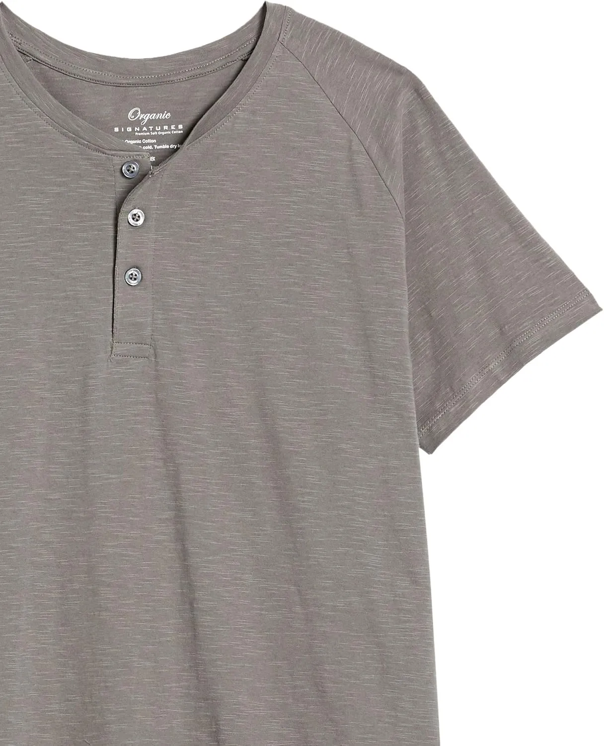 Short-Sleeve 100% Organic Cotton Lightweight Slub Henley Shirt for Men