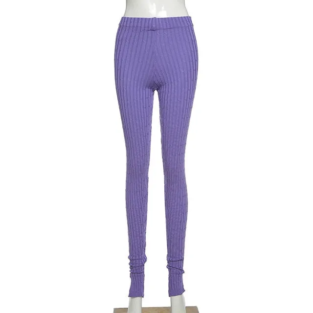 Simenual Knitting Twist Autumn Winter Women Pencil Pants Side Slit Fashion 2022 Skinny Long Trousers Casual Workout Solid Pants