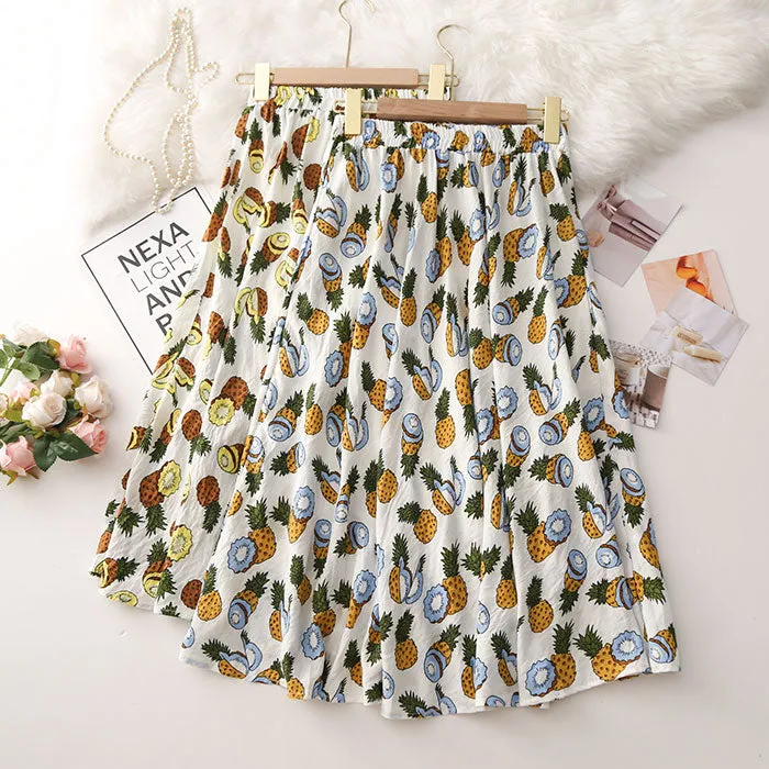Skirts Pineapple Fruit Print Funny Street Style
