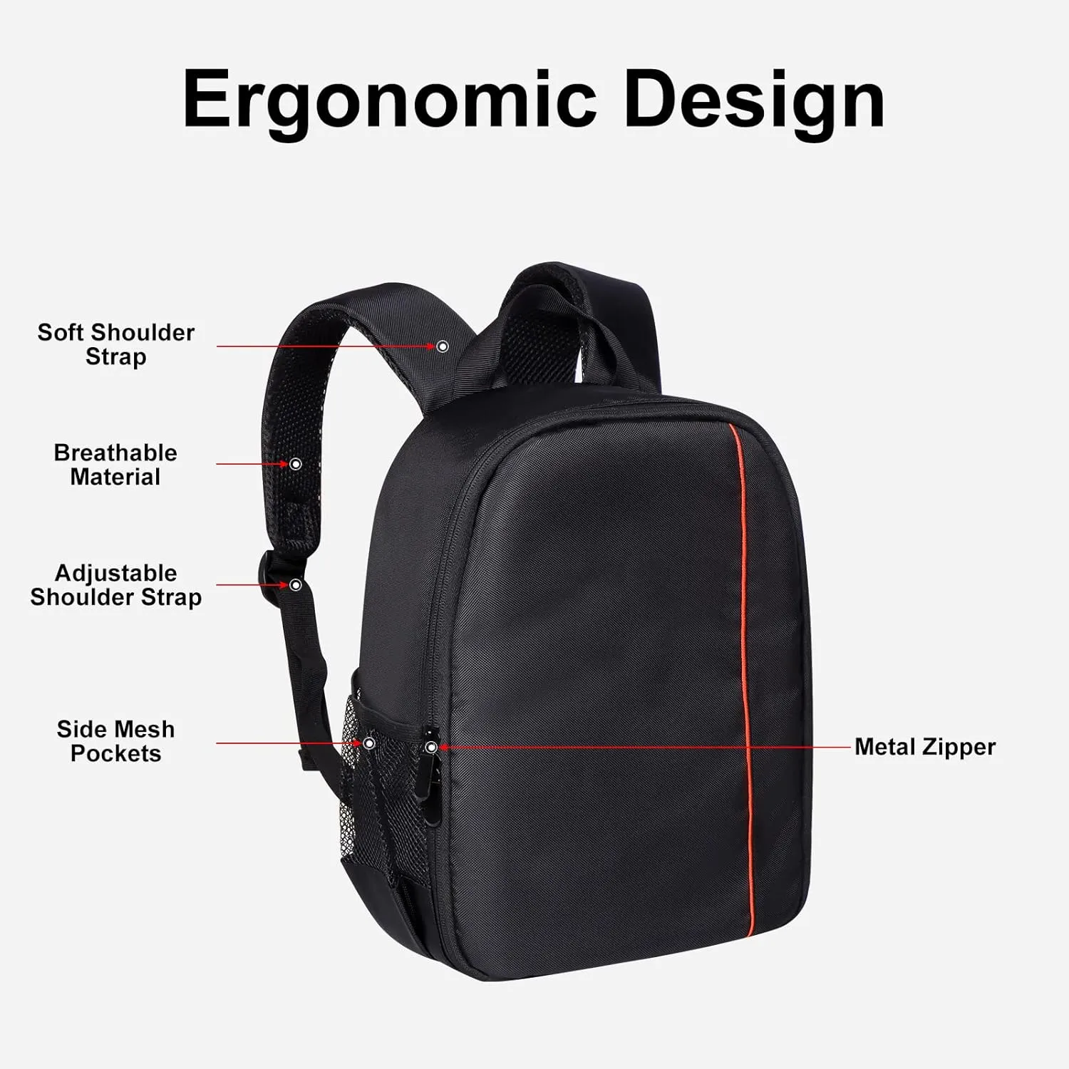 Small Camera Backpack, DSLR/SLR/Mirrorless Photographers Camera Bag, Multi-Functional Waterproof Camera Case for Women Men, with Canon/Nikon/Sony, Gray, Orange