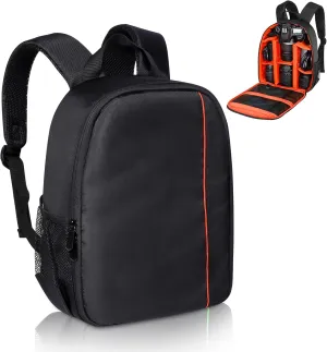 Small Camera Backpack, DSLR/SLR/Mirrorless Photographers Camera Bag, Multi-Functional Waterproof Camera Case for Women Men, with Canon/Nikon/Sony, Gray, Orange
