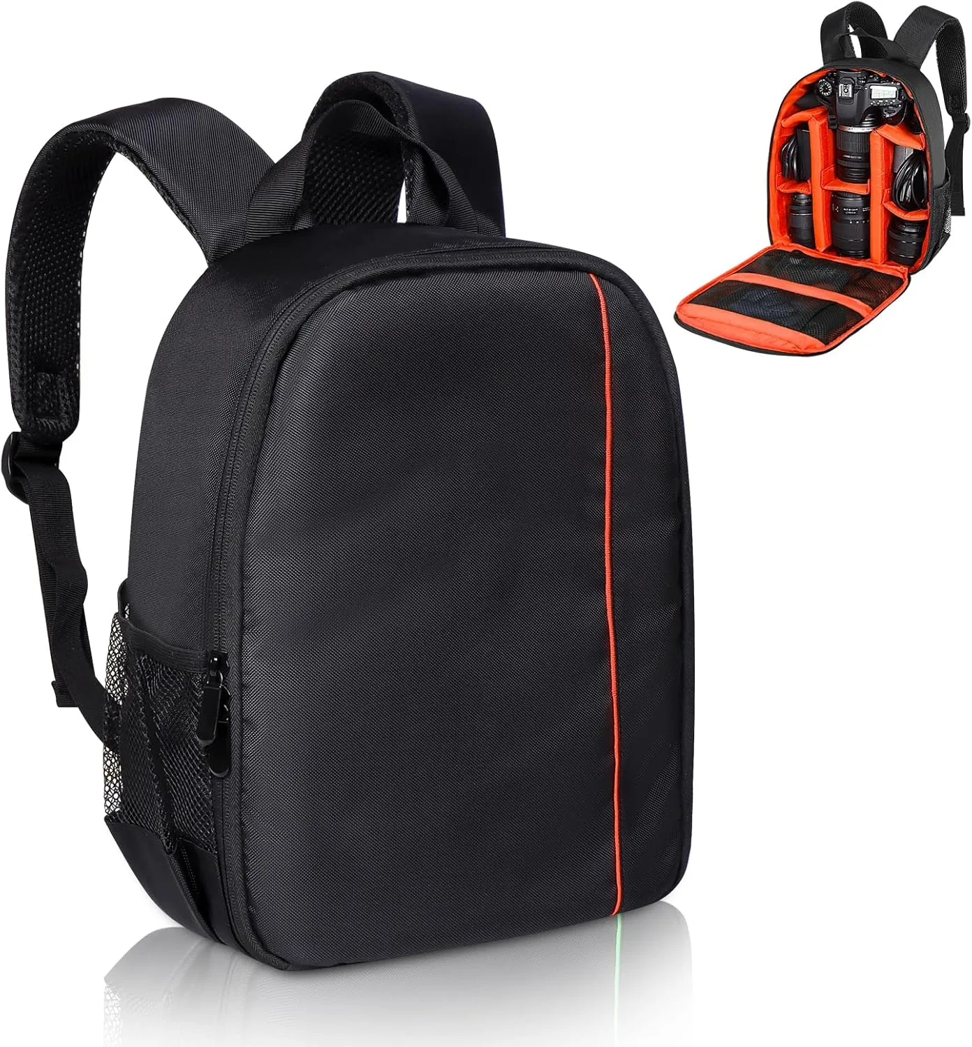 Small Camera Backpack, DSLR/SLR/Mirrorless Photographers Camera Bag, Multi-Functional Waterproof Camera Case for Women Men, with Canon/Nikon/Sony, Gray, Orange