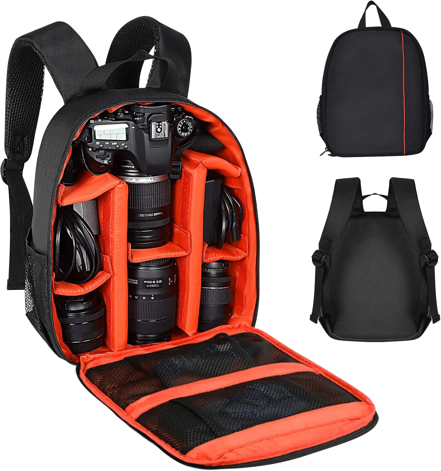 Small Camera Backpack, DSLR/SLR/Mirrorless Photographers Camera Bag, Multi-Functional Waterproof Camera Case for Women Men, with Canon/Nikon/Sony, Gray, Orange