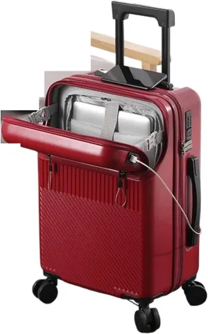Suitcase Front Open Cover Luggage Women's Multi-Functional Trolley Luggage Inch Small Boarding Bag (Color : Upgraded Cup Holder-03, Size : 20 inches)