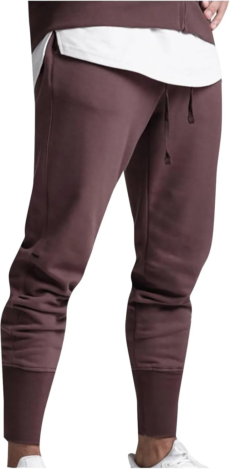 Sweatpants for Men Athletic Drawstring Elastic Bottom Slim Fit Casual Jogger Workout Running Lightweight Casual Pants