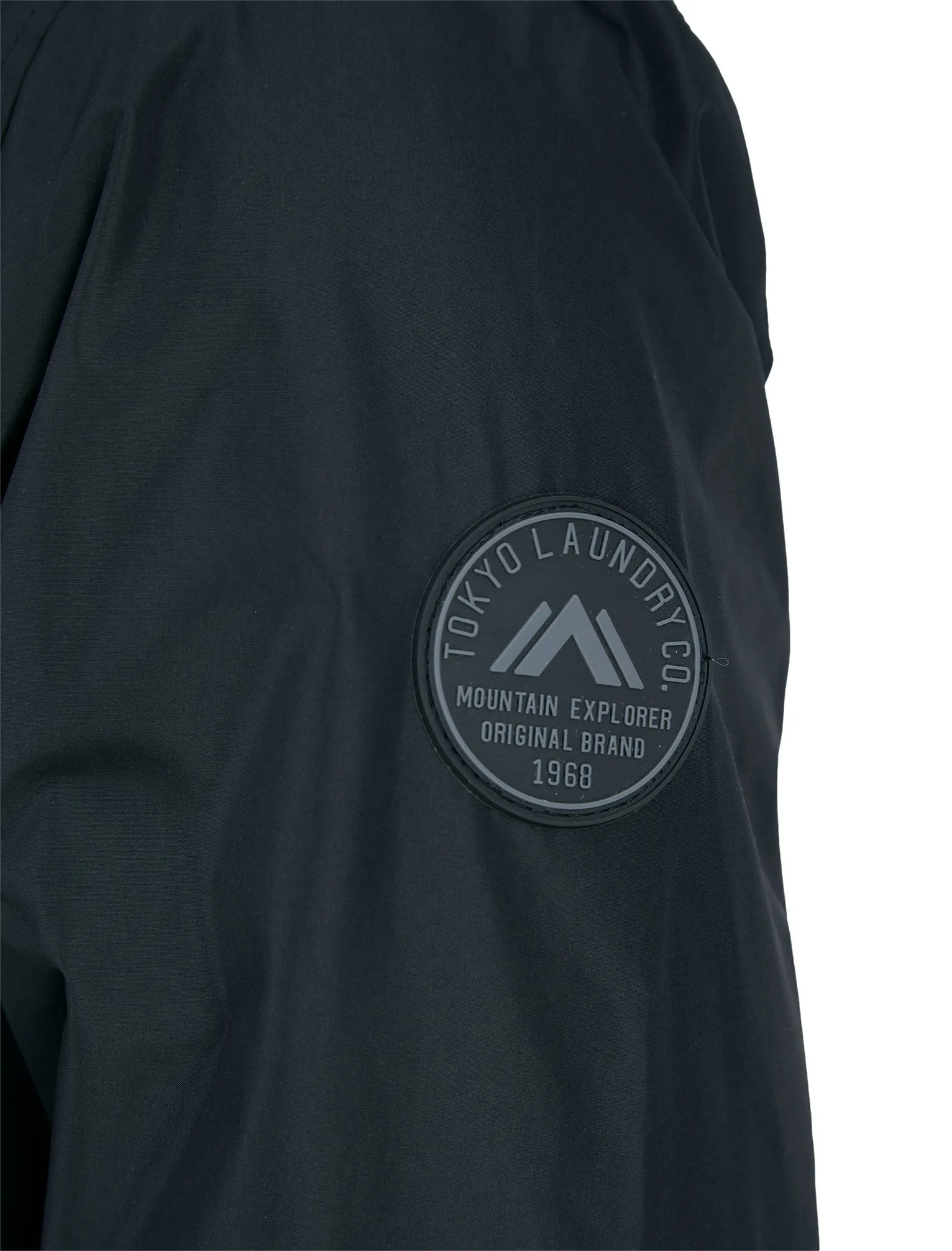 Thanos Padded Windbreaker Jacket with Hood in Jet Black - Tokyo Laundry