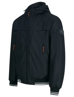 Thanos Padded Windbreaker Jacket with Hood in Jet Black - Tokyo Laundry