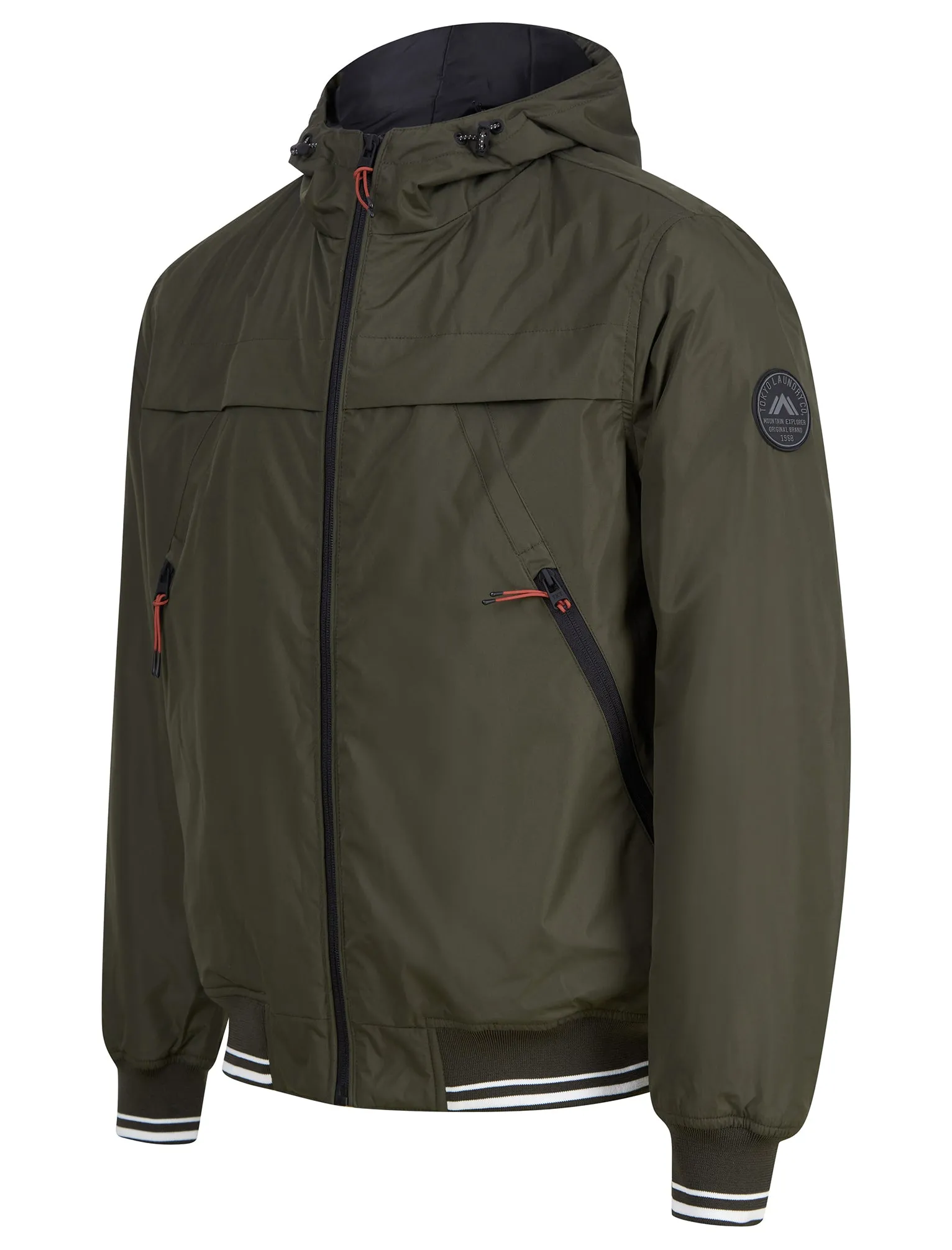 Thanos Padded Windbreaker Jacket with Hood in Khaki - Tokyo Laundry