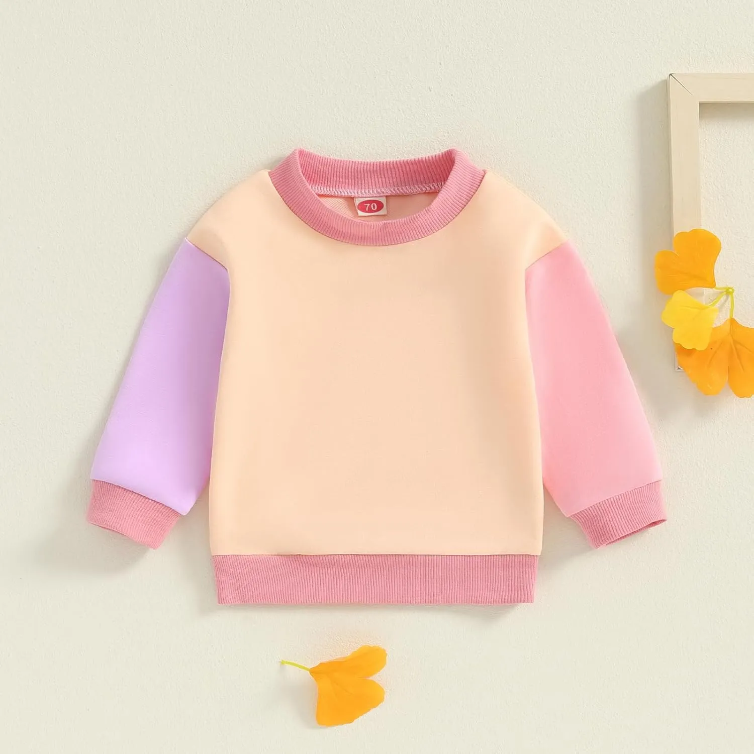 Toddler Baby Girl Boy Sweatshirt Color Block Long Sleeve Oversized Crewneck Pullover Tops Fall Winter Outfits