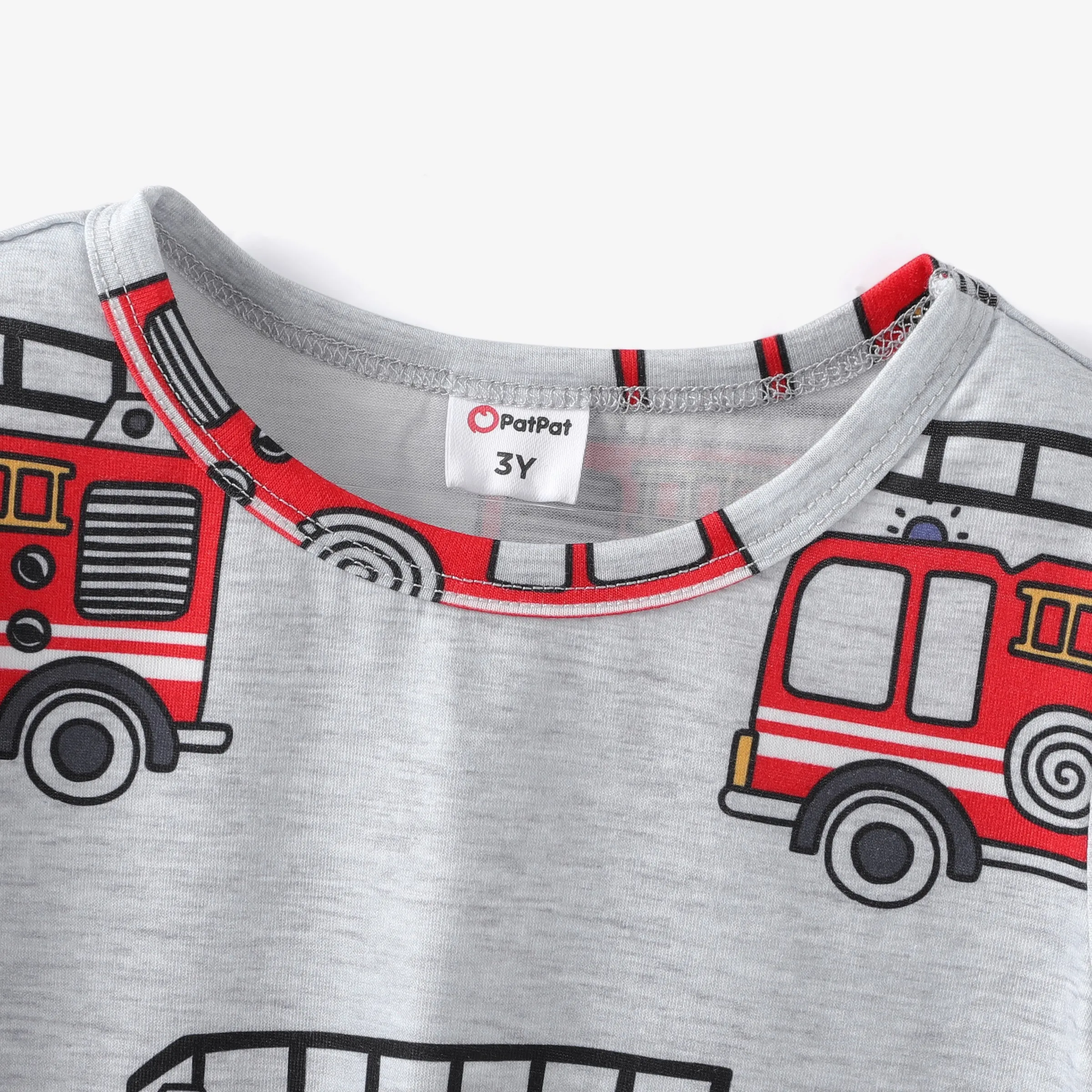 Toddler Boys 2pcs Vehicle Print Tee and Vehicle Embroiderey Denim Overalls Set