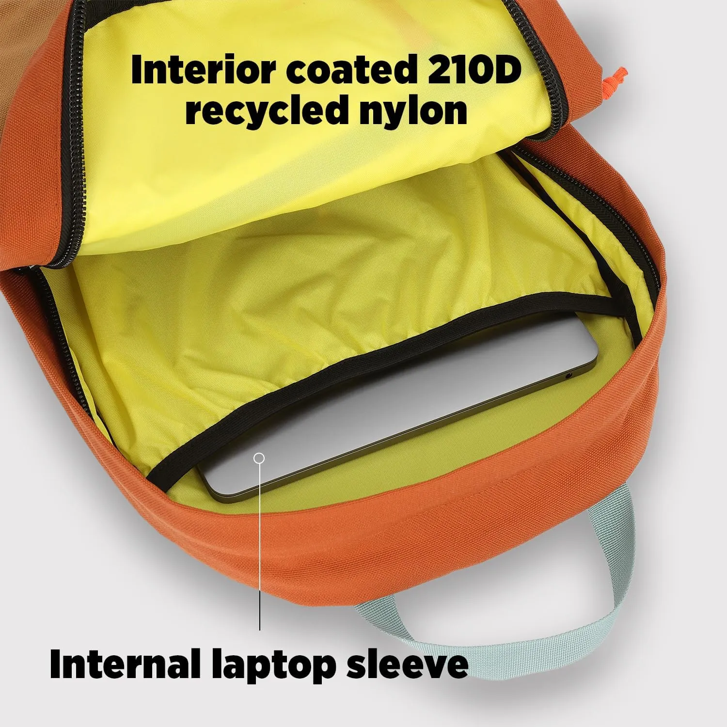 Topo Designs Daypack Classic  OG Daily Carry Pack Designed in Denver, Functional Travel Bag, Made from Recycled Nylon, 2 Padded Laptop Sleeves, 21L (Beetle/Spice)
