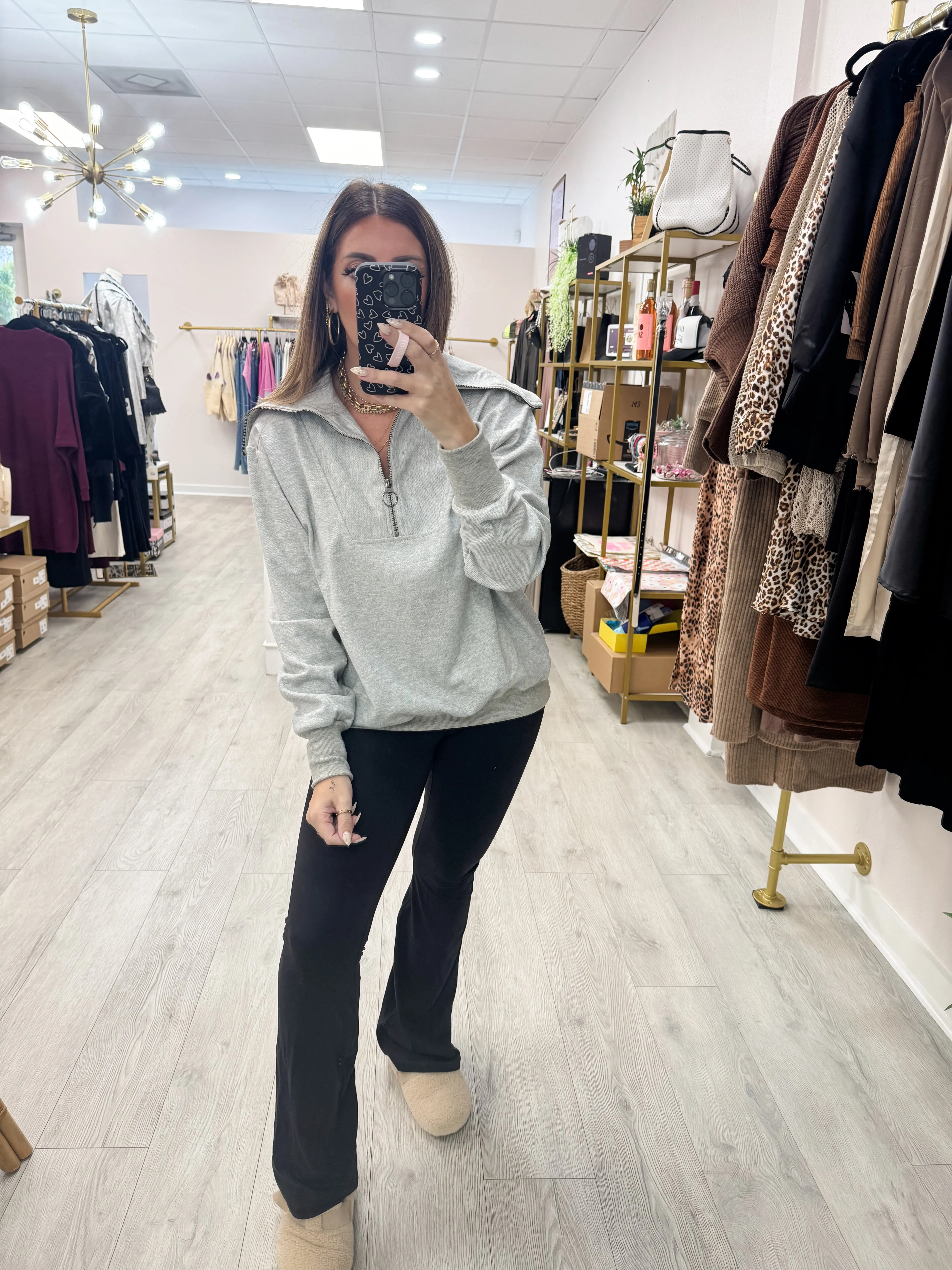 Twill Zip Up Sweatshirt