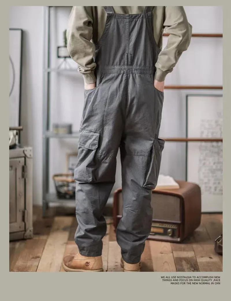 Vintage Cotton Overalls loose Washed jumpsuit
