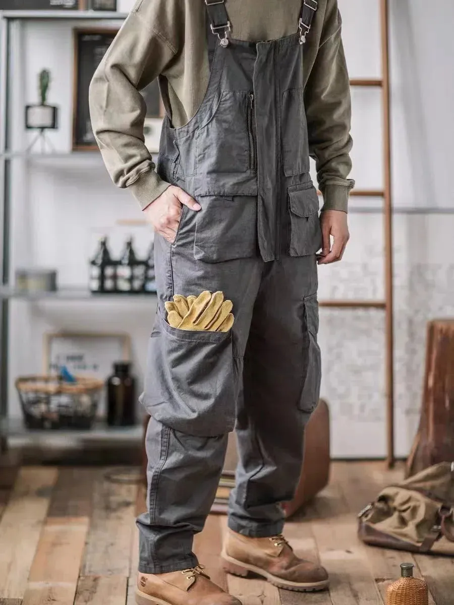Vintage Cotton Overalls loose Washed jumpsuit