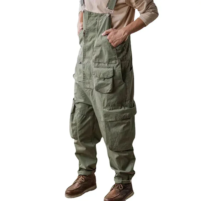 Vintage Cotton Overalls loose Washed jumpsuit