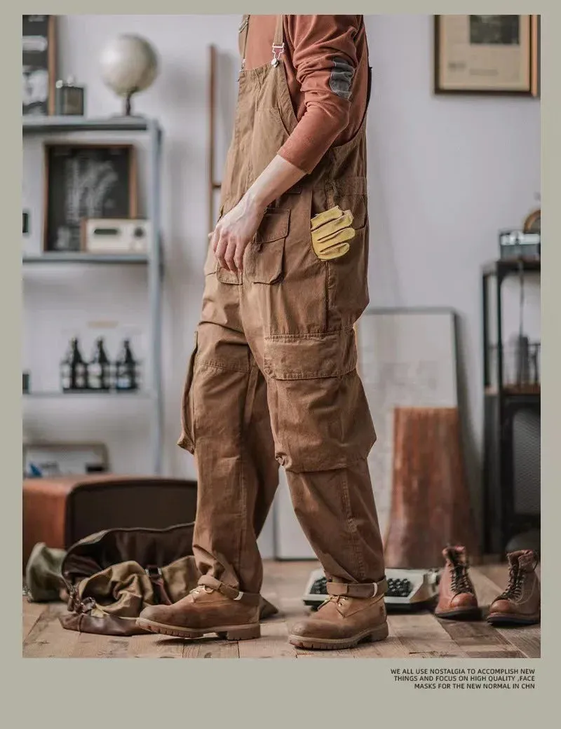 Vintage Cotton Overalls loose Washed jumpsuit