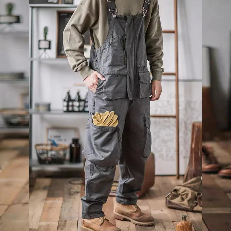 Vintage Cotton Overalls loose Washed jumpsuit