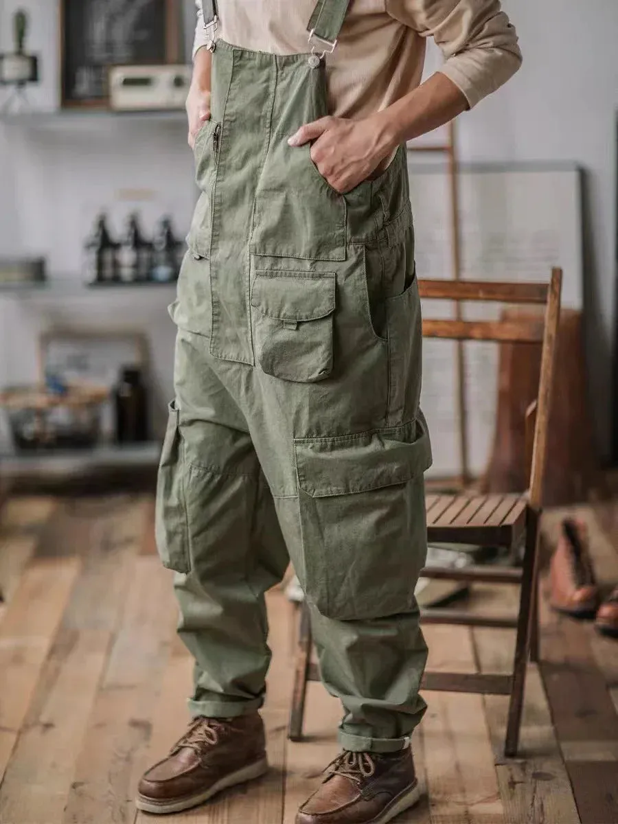Vintage Cotton Overalls loose Washed jumpsuit
