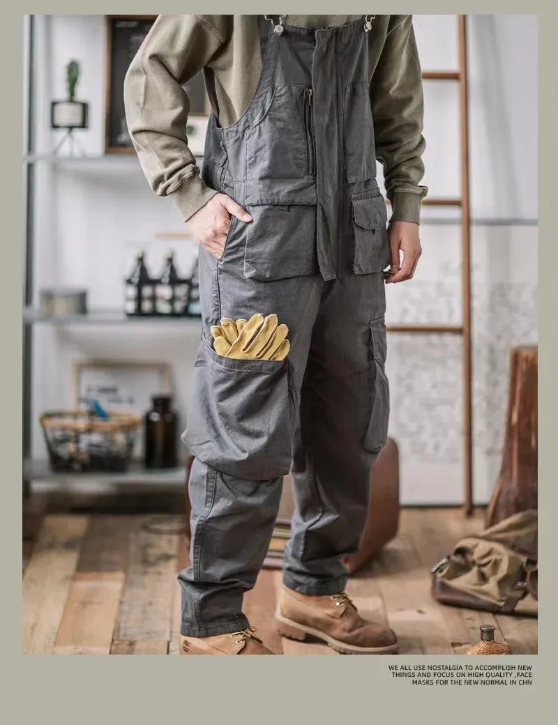 Vintage Cotton Overalls loose Washed jumpsuit