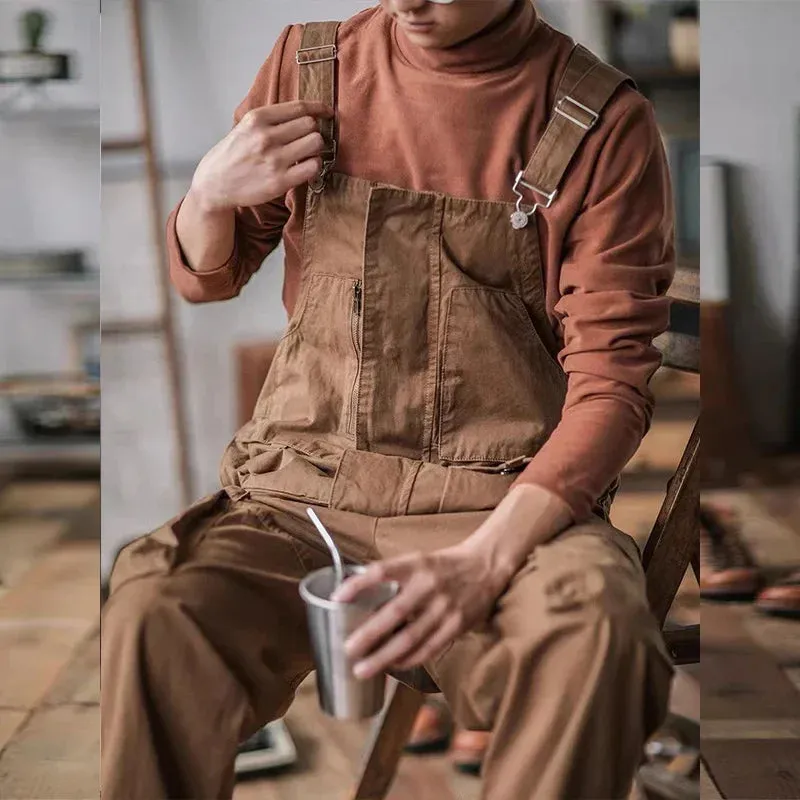 Vintage Cotton Overalls loose Washed jumpsuit