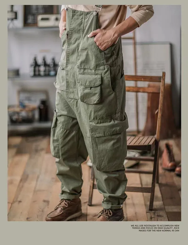 Vintage Cotton Overalls loose Washed jumpsuit