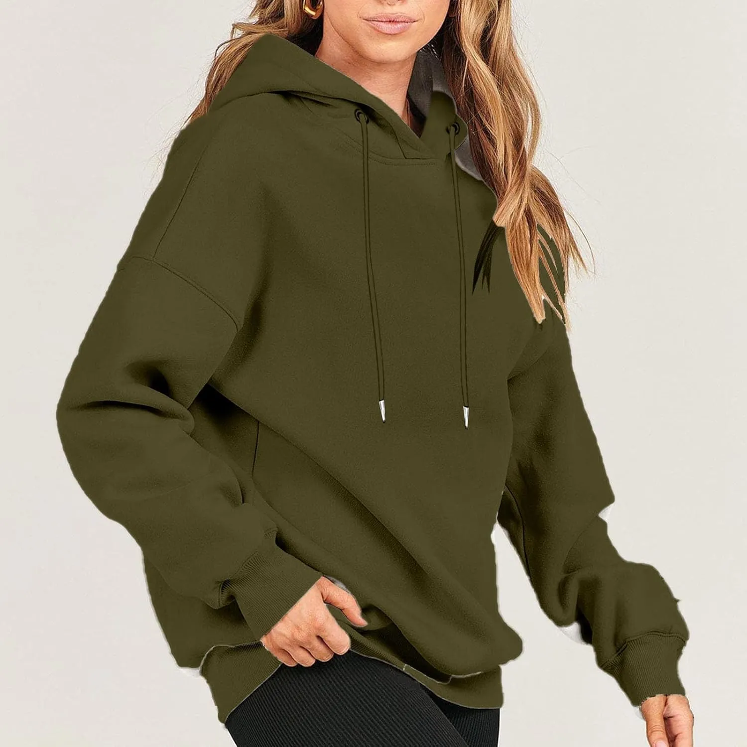 Winter Sweatshirts for Women Casual Solid Color Pullover Hoodies Drawstring Long Sleeve Sweatshirt Regular Shirts