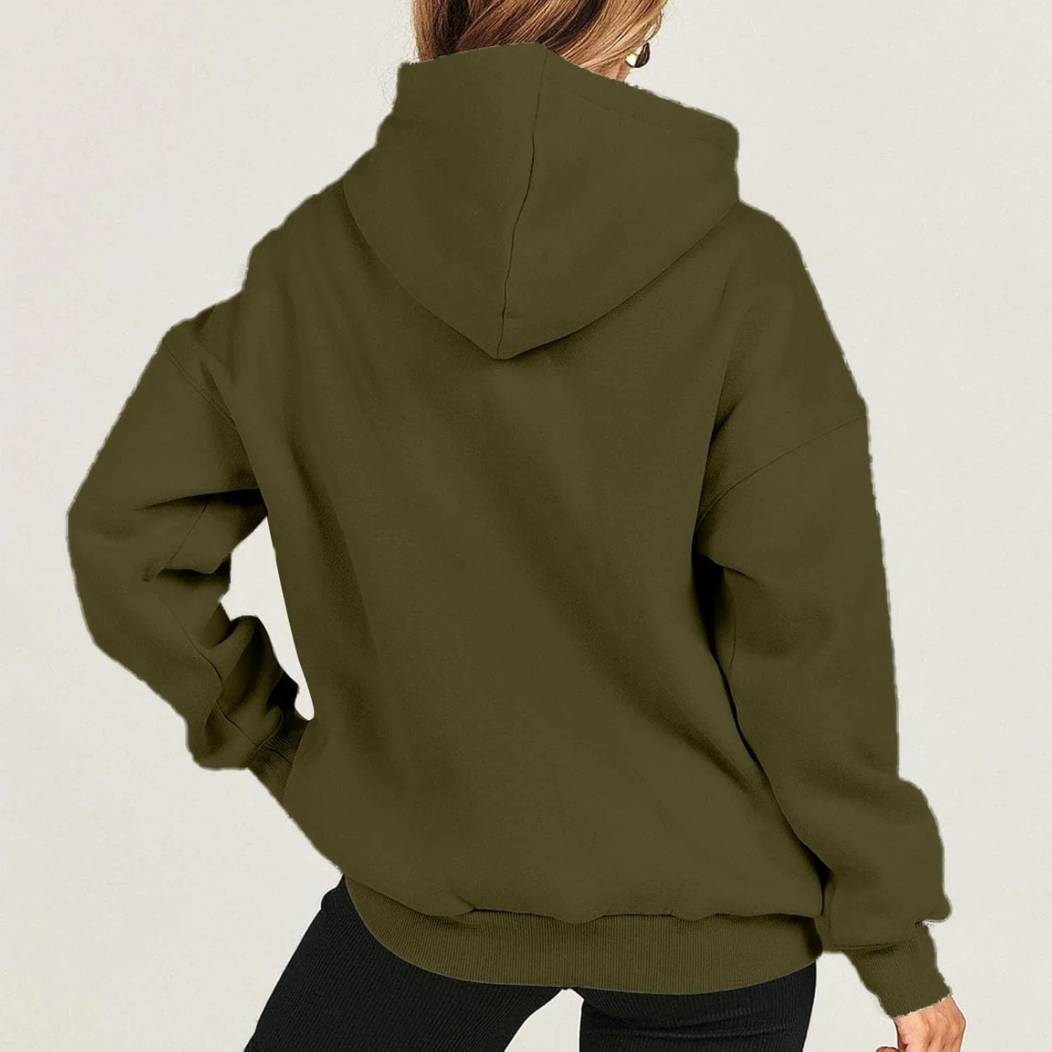 Winter Sweatshirts for Women Casual Solid Color Pullover Hoodies Drawstring Long Sleeve Sweatshirt Regular Shirts