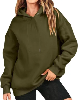 Winter Sweatshirts for Women Casual Solid Color Pullover Hoodies Drawstring Long Sleeve Sweatshirt Regular Shirts