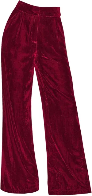 Women Golden Velvet Wide Leg Pants Casual Solid Color Loose Pants High Waist Trousers