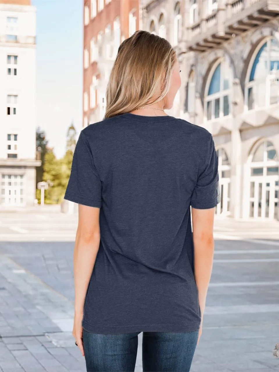 Women Summer Beach Tops Trees Print V Neck Short Sleeve Coconut Tree T Shirt Funny Graphic Tees