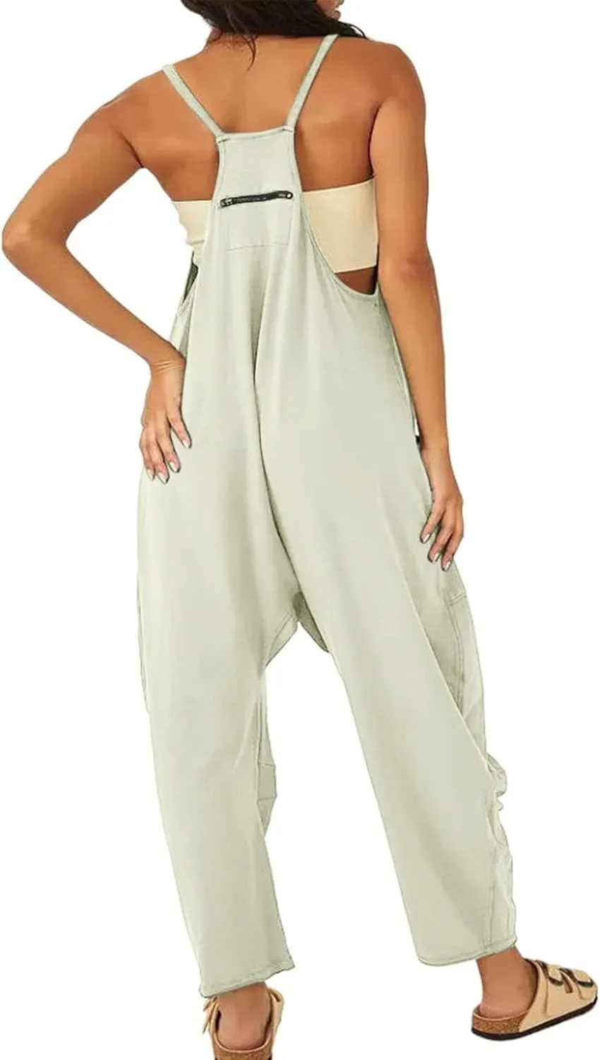 Women's Casual Loose Fit Jumpsuit Pocket Overalls for Daily Wear Adjustable Belt Outfits for Commuting Trending Style