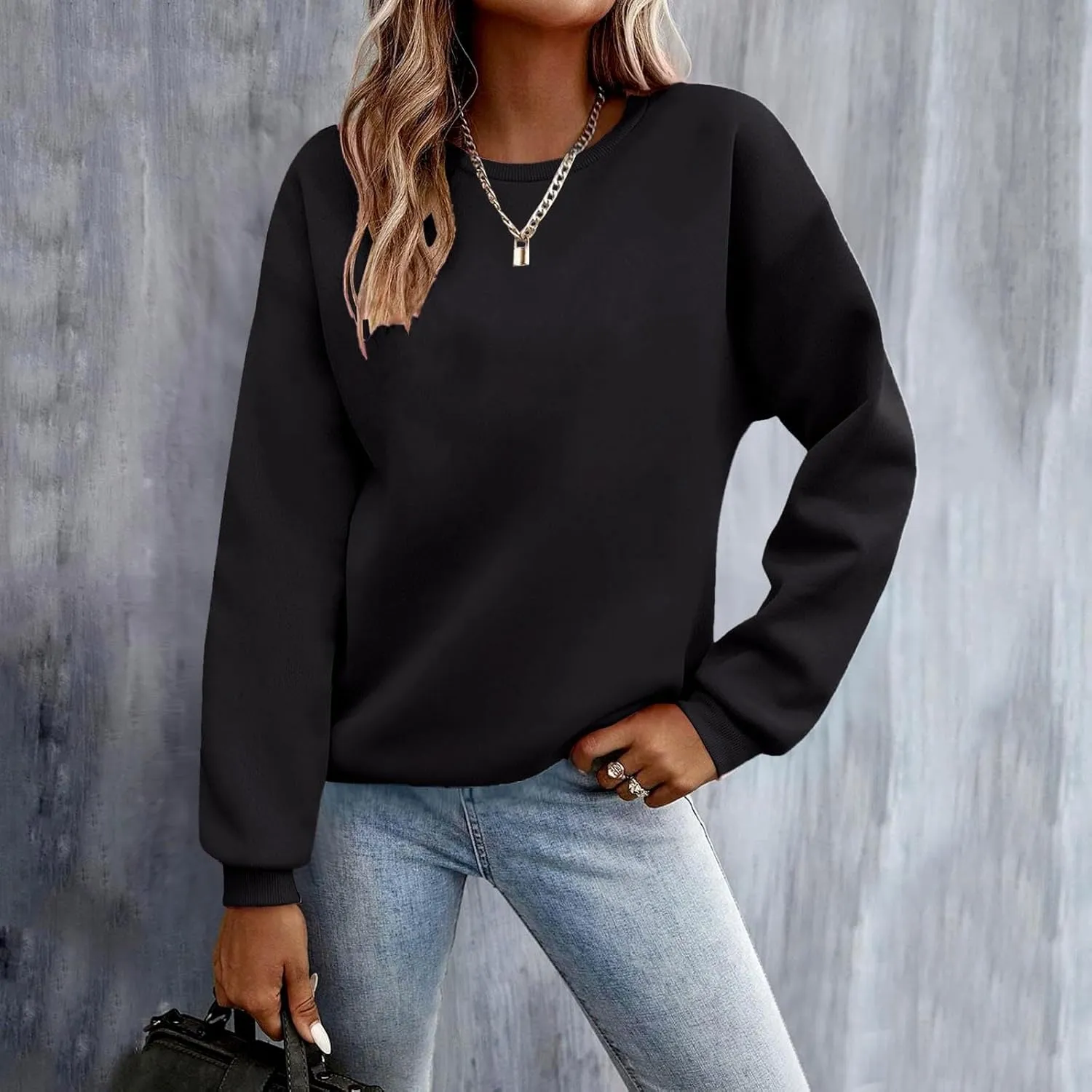 Womens Oversized Sweatshirts Cute Crewneck Long Sleeve Fleece Pullover Tops Winter Outfits Fashion Clothes 2024