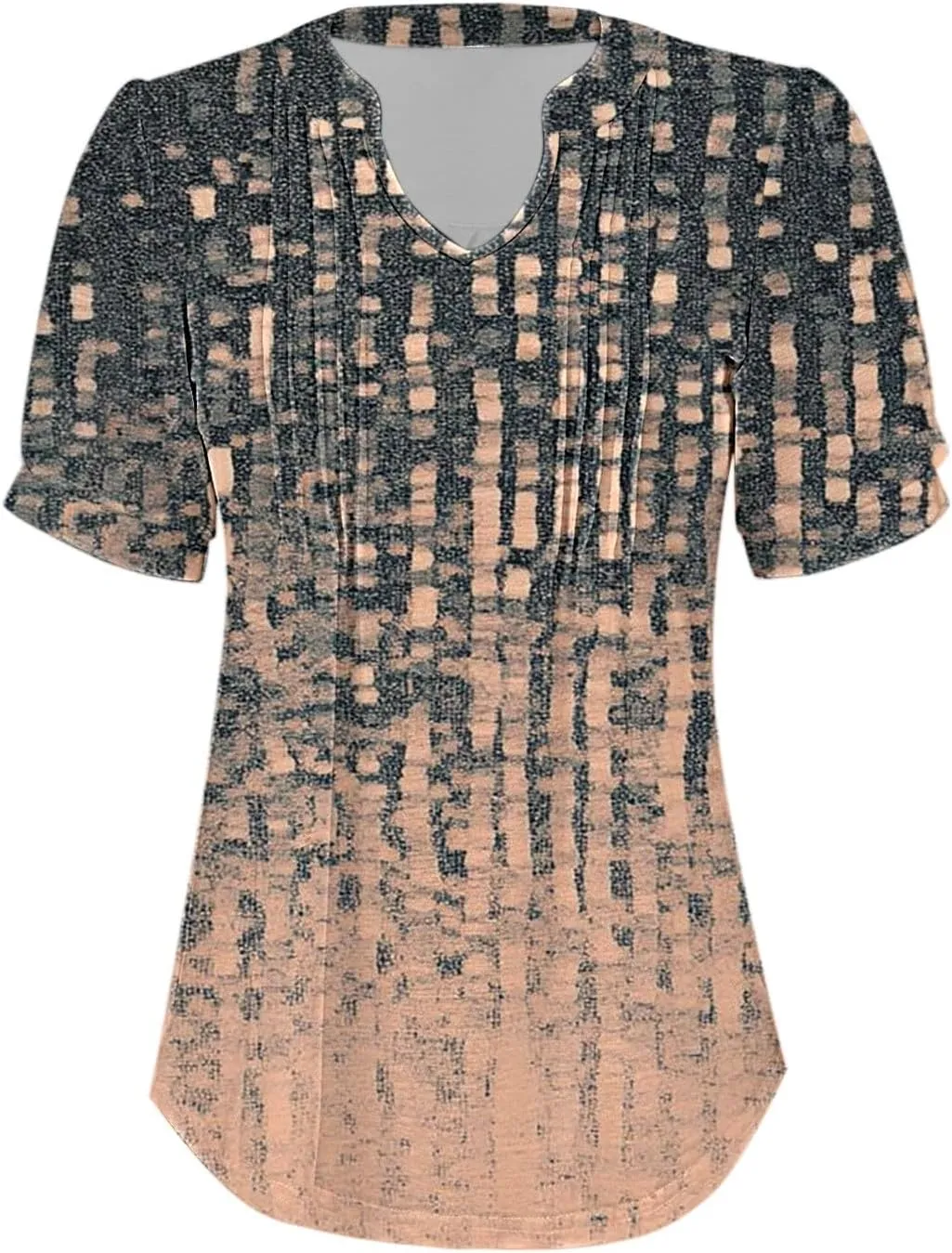 Womens V-Neck Short Sleeve Blouse Lightweight Fabric Slimming Fit Casual Soft Cotton Blend Comfort Stylish Relaxed Top