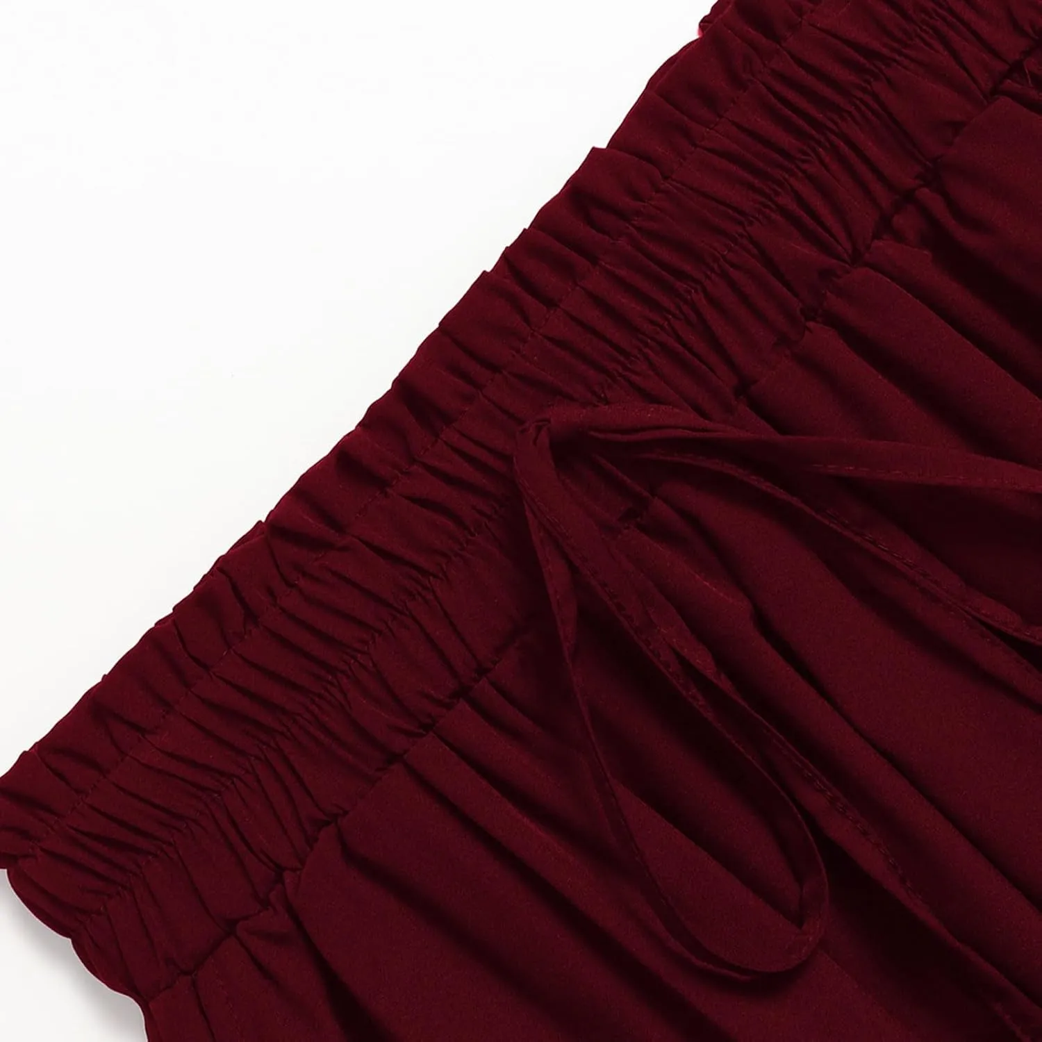 Women's Vintage Elastic Waist A-Line Pleated Loose Long Midi Skirt Solid Color Semi Skirt 2025