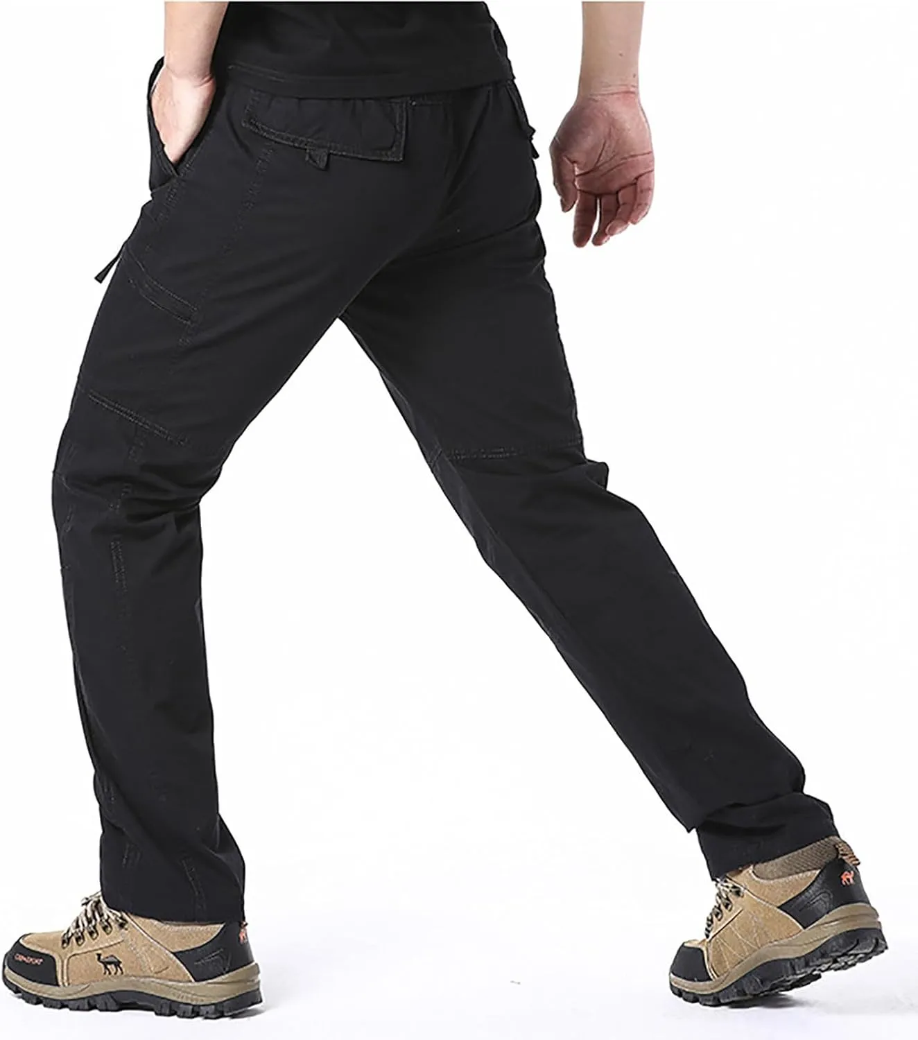 Work Pants for Men Construction Slim Zippered Multi-Pocket Patchwork Cargo Pants Loose Straight Casual Workout Pants