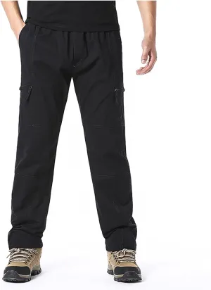 Work Pants for Men Construction Slim Zippered Multi-Pocket Patchwork Cargo Pants Loose Straight Casual Workout Pants