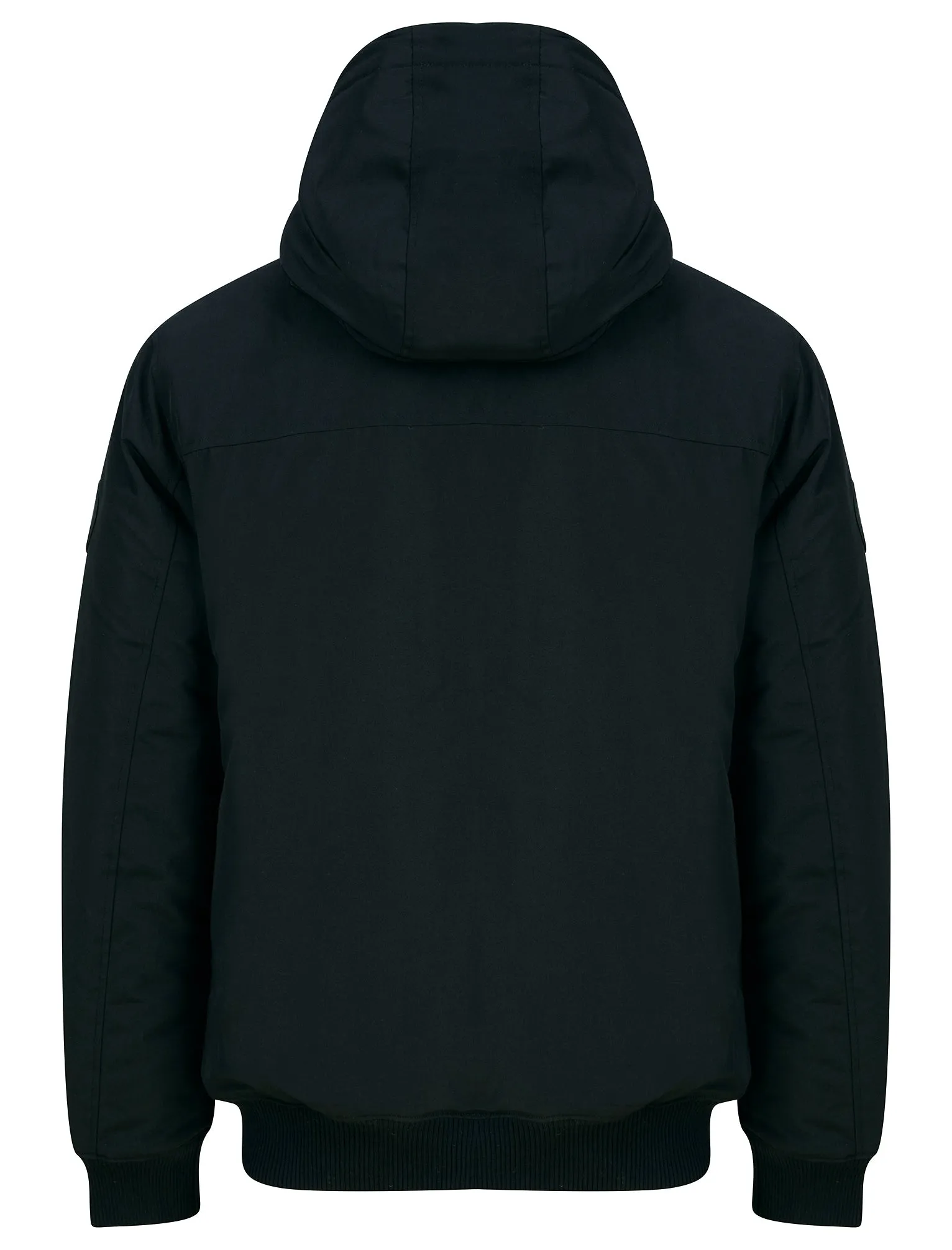 Yorker Padded Windbreaker Jacket with Borg Lined Hood in Jet Black - Tokyo Laundry