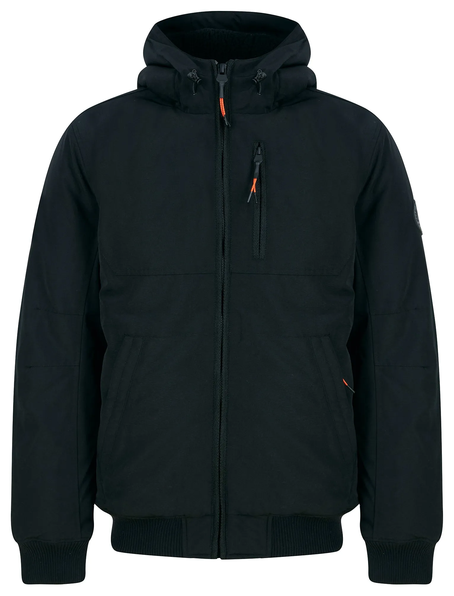 Yorker Padded Windbreaker Jacket with Borg Lined Hood in Jet Black - Tokyo Laundry