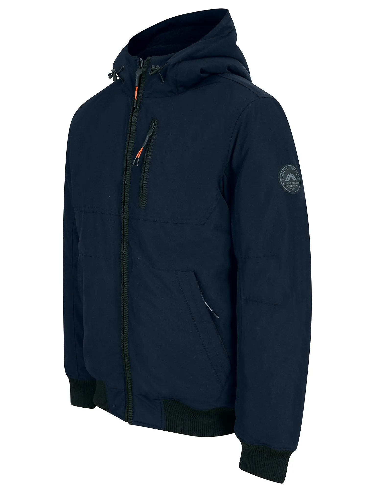 Yorker Padded Windbreaker Jacket with Borg Lined Hood in Sky Captain Navy - Tokyo Laundry